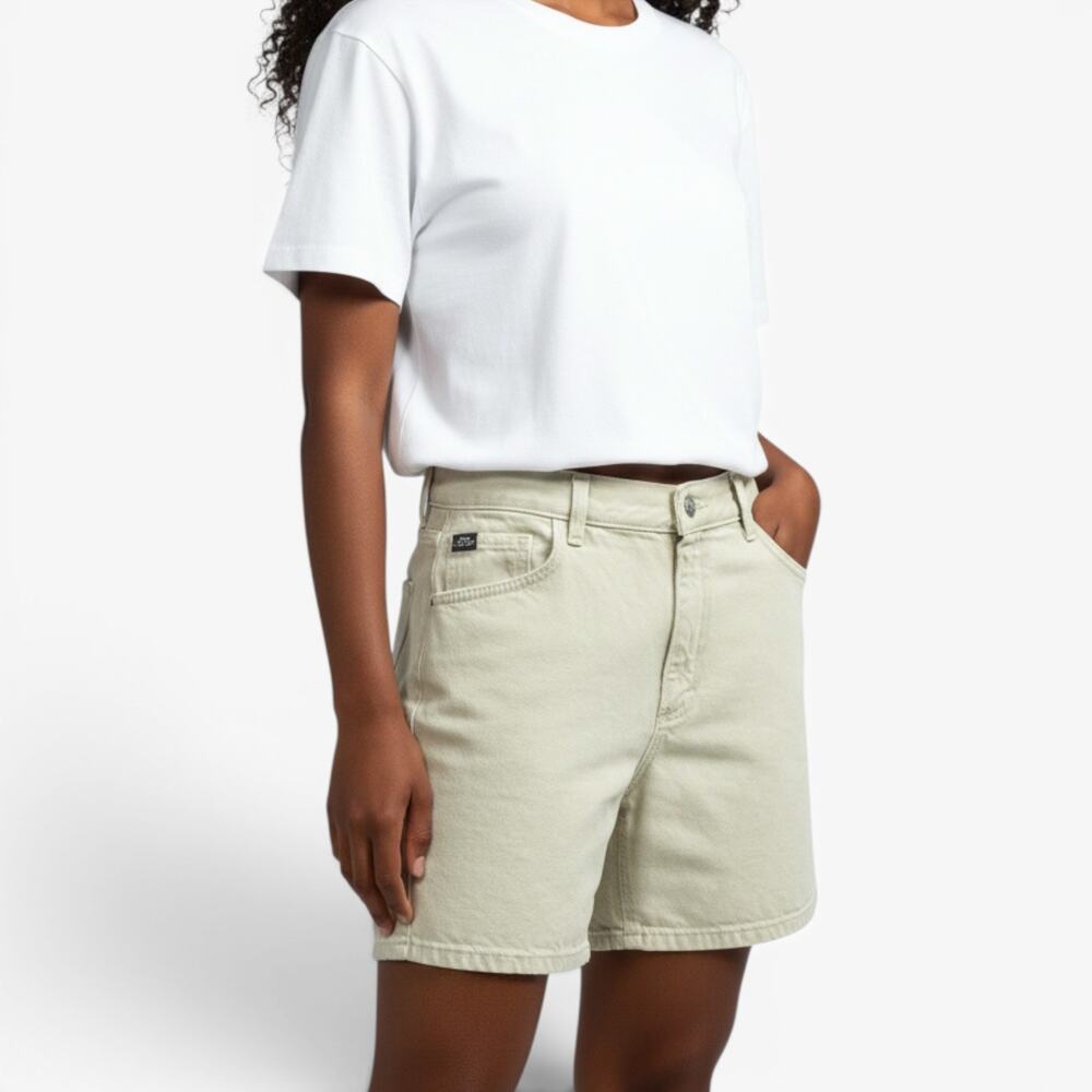 Vintage 90s Neutral Khaki Green High Rise Slouchy Loose Fit Baggy Shorts Sz M